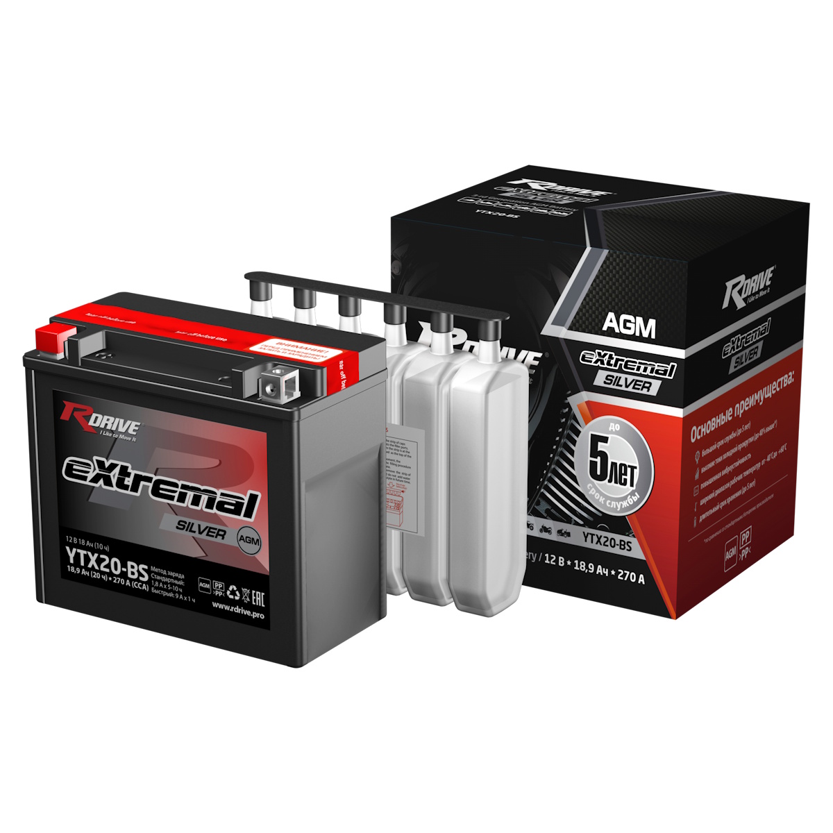 Аккумуляторы RDRIVE RDRIVE SILVER YTX20-BS купить 8 906 062 07 78