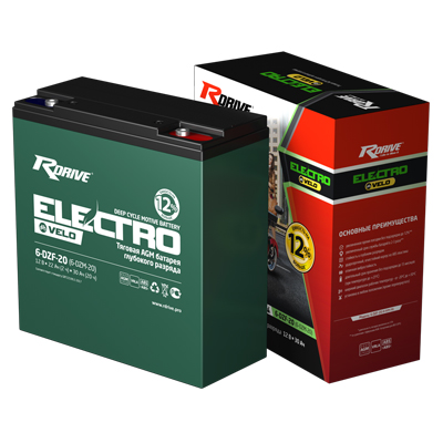 Аккумуляторы RDRIVE RDRIVE ELECTRO Velo 6-DZF-20 купить 8 906 062 07 78